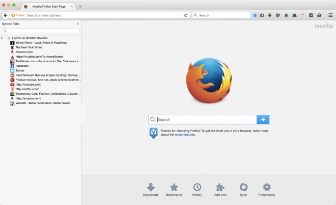 Firefoxのタブ共有画面