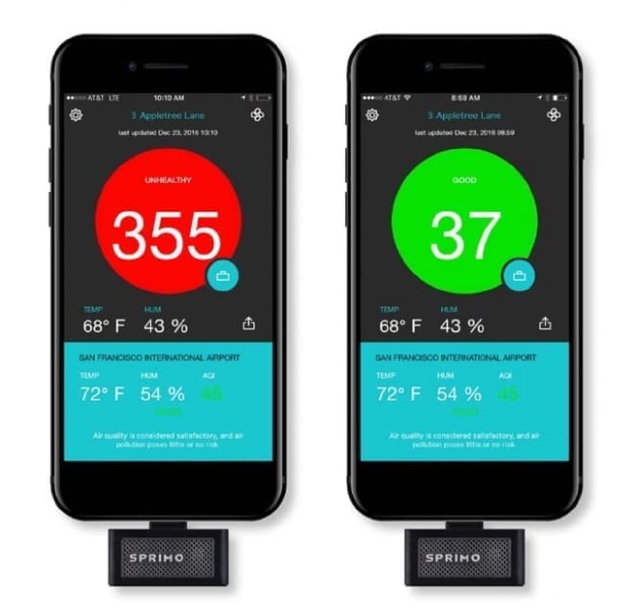 iPhoneで、空気の汚れを見える化…「Sprimo Personal Air Monitor」