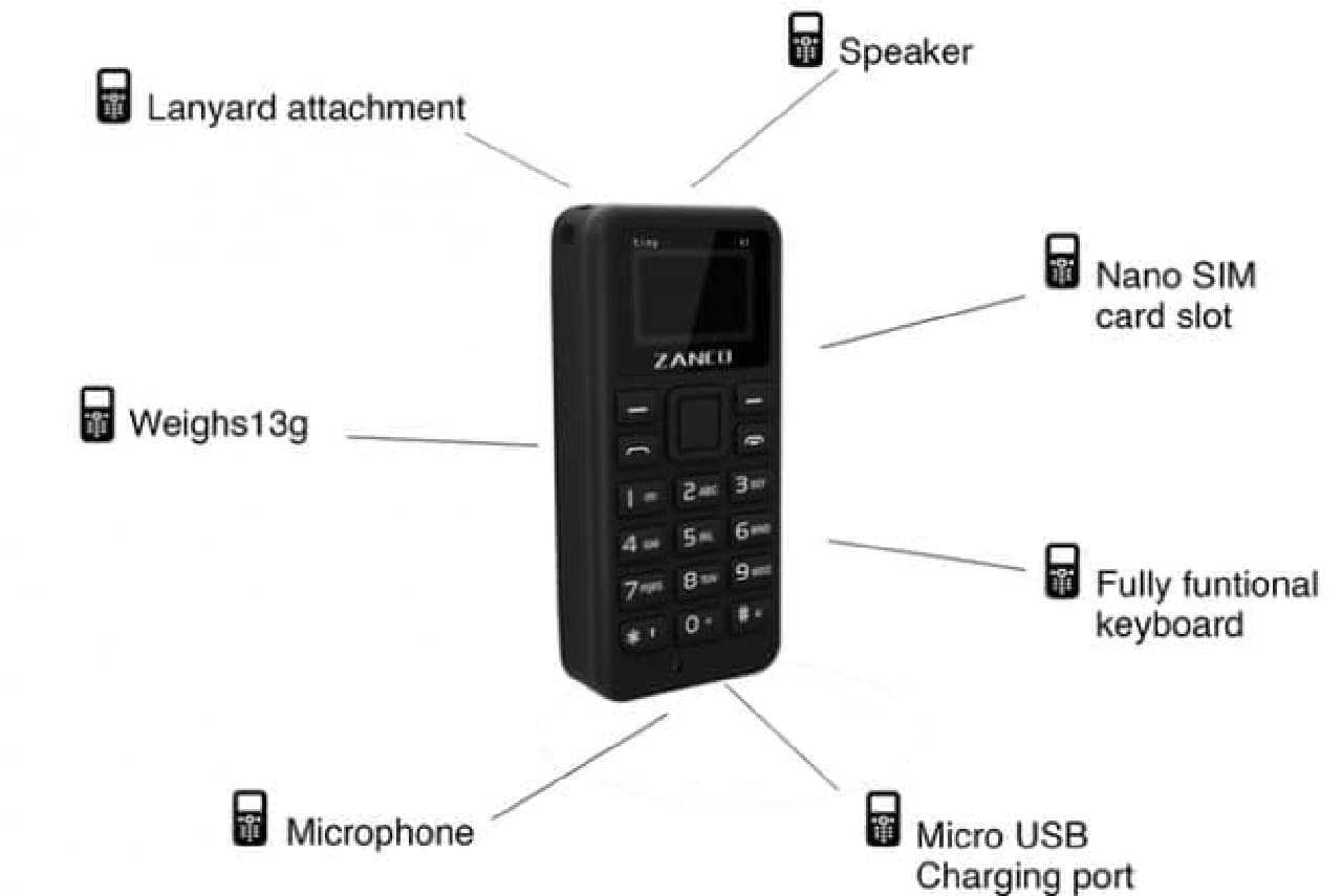 「Zanco tiny t1」は世界一小さい携帯電話