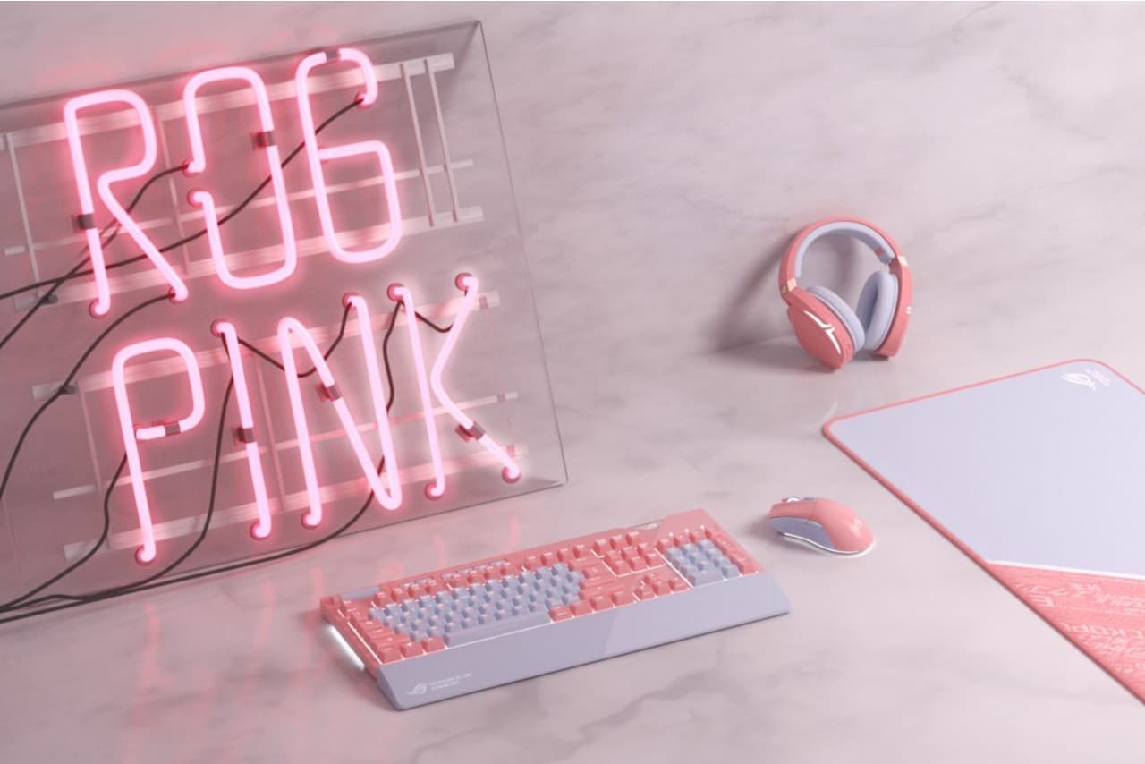 ASUS、鮮やかなピンクのゲーミングデバイス「ROG」シリーズ