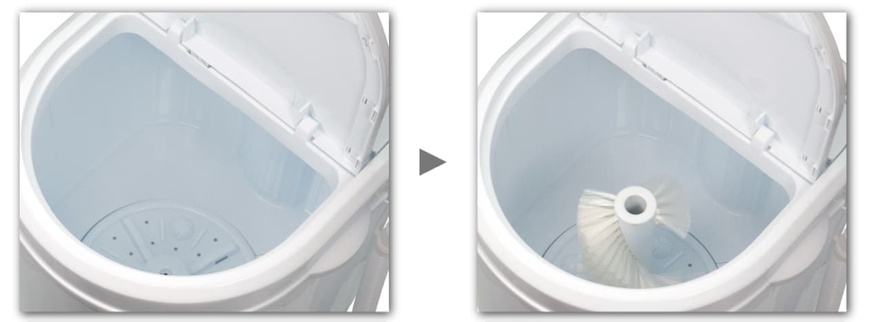 スニーカーを洗える洗濯機 ROOMMATEの洗いブラシ付きポータブル洗濯機 発売！