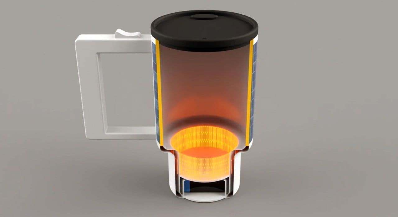 太陽の光で発電してコーヒーや紅茶を保温するマグカップ「ソーラーパワーホットカップ」Kickstarterに登場