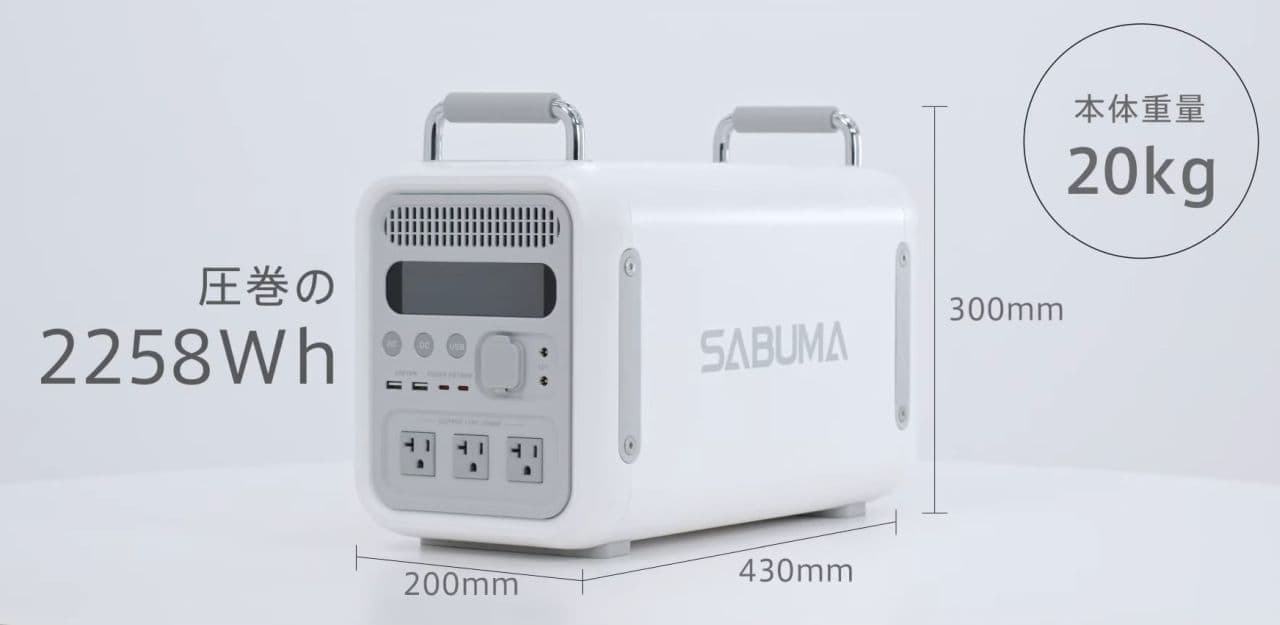 キャンプ用のポータブル電源をより美しく 持ちやすく デザインにこだわって開発された「SABUMA」