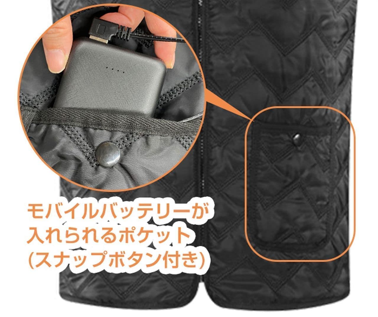 コートの下に着るとなお暖かい モバイルバッテリーで発熱するあったか電熱ベスト