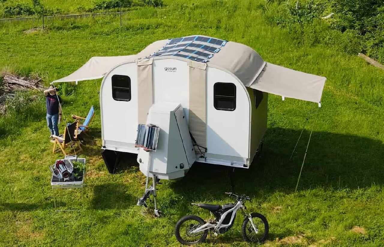 太陽光調理器のGoSunがキャンピングトレー―ラー「Camp365」を発表 移動時は小さく折り畳み キャンプ場で展開
