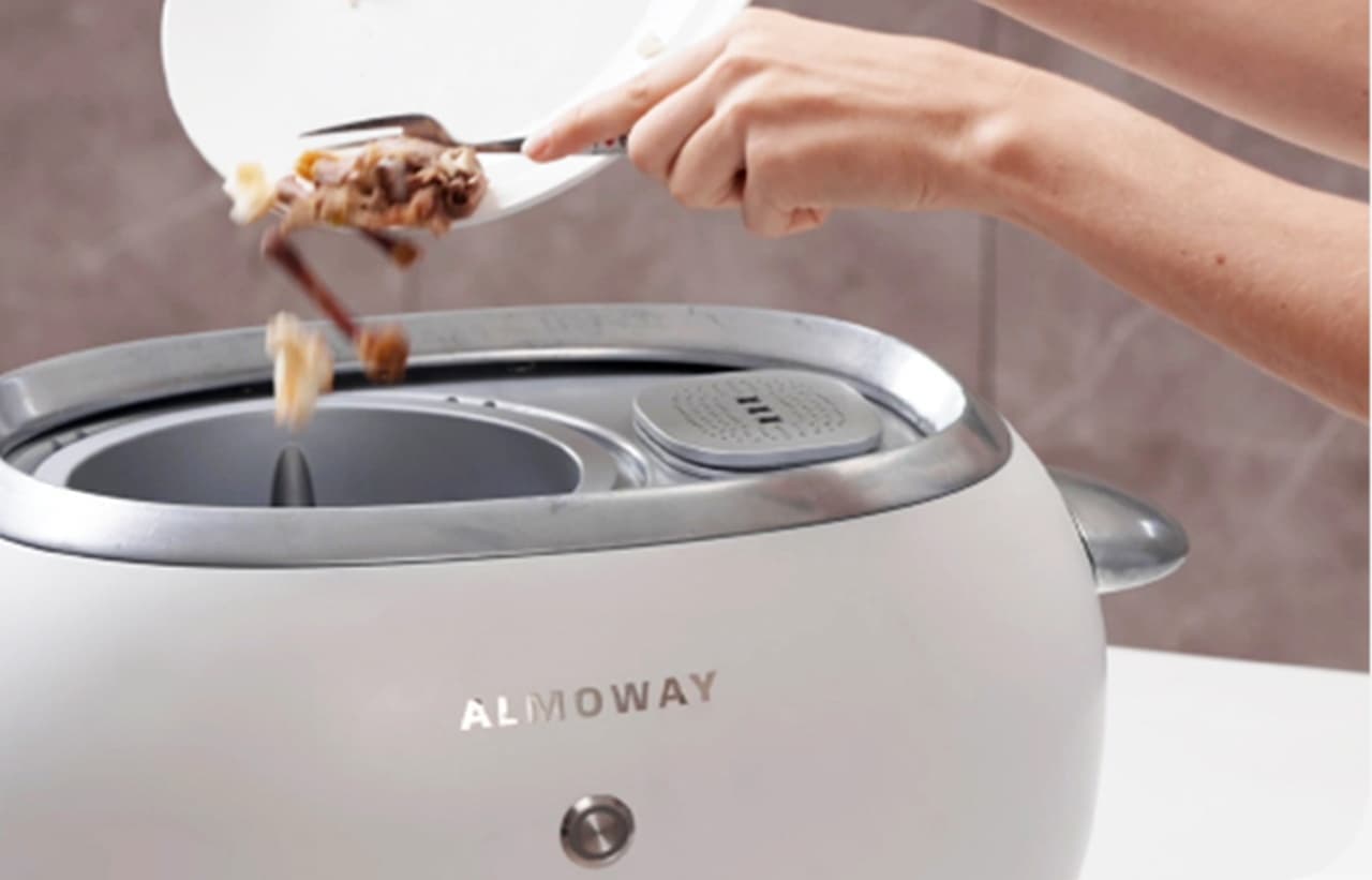 キッチンのカウンタートップに置く生ゴミ処理機「Almoway」 レトロ可愛いデザイン