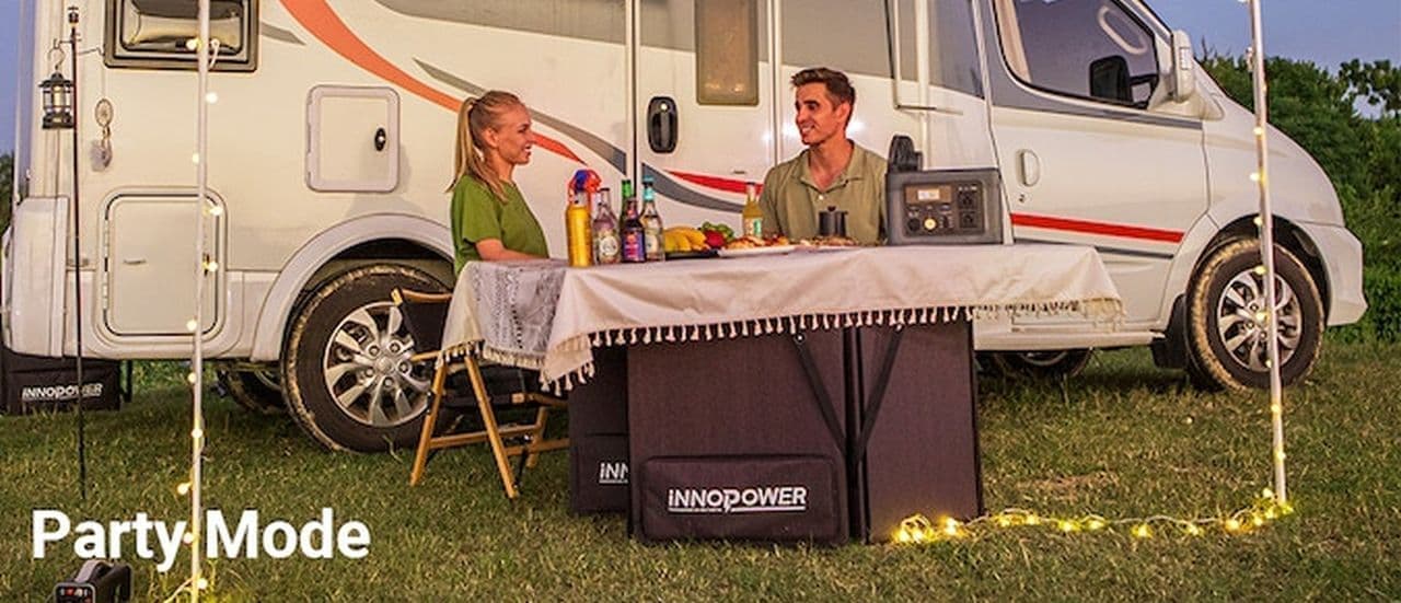 昼間はソーラーパネル 夜間はキャンプテーブルとして利用できるキャンプ用電源システム「iNNOPOWER」