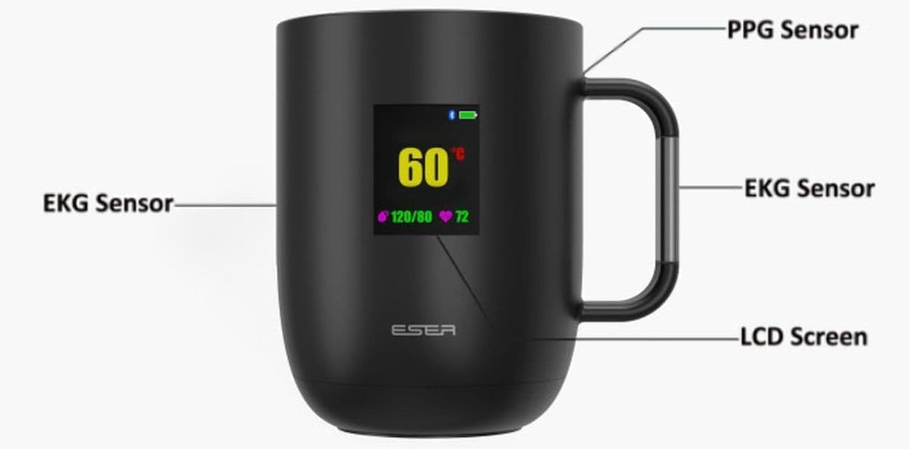 ドリンクの温度を1度単位で設定できるマグカップ「ESERMUG」