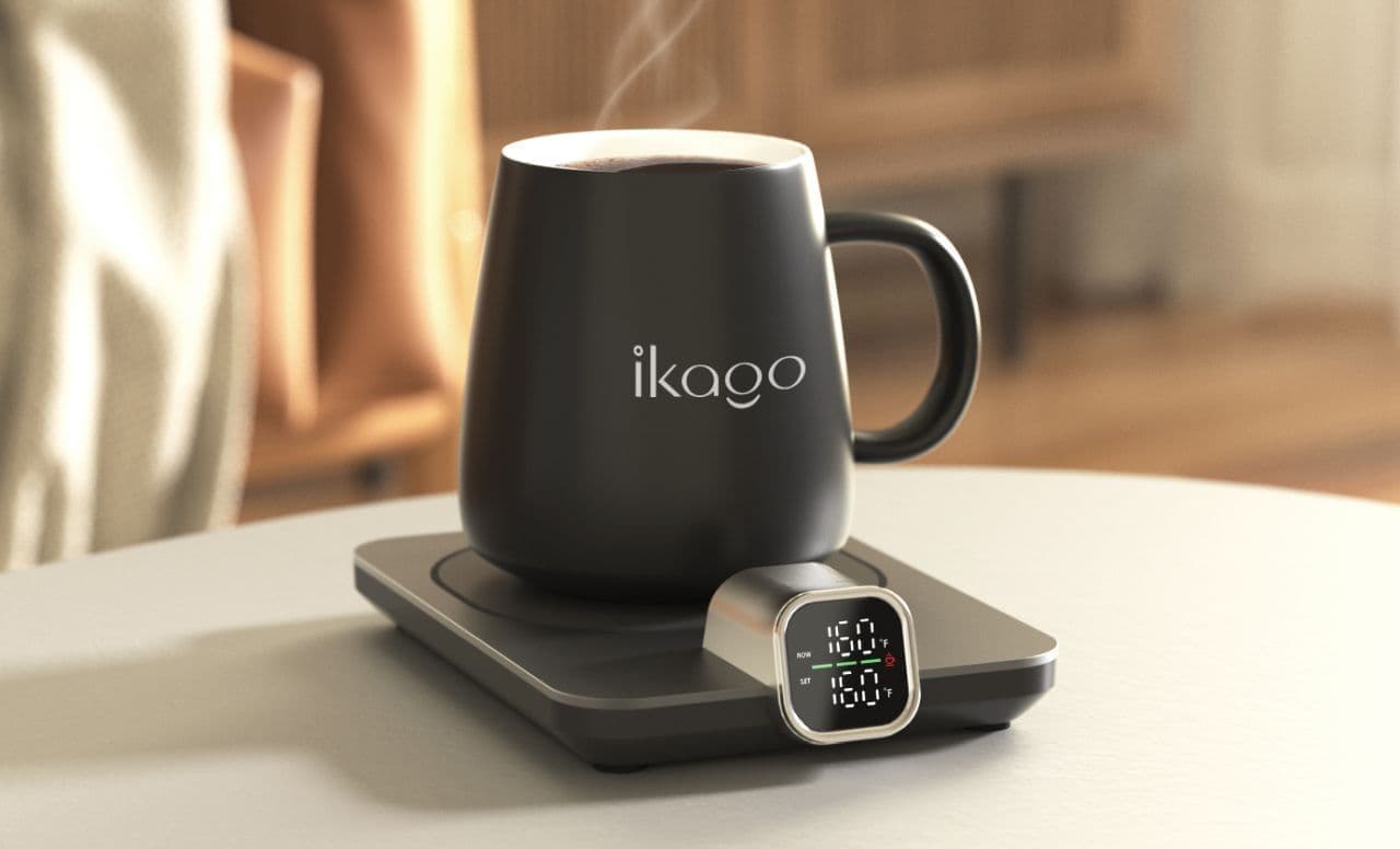 飲み物を好みの温度でキープするコースター「ikago Heat Coaster Pro」 仕事をしながら少しずつドリンクを飲む人向けにデザイン