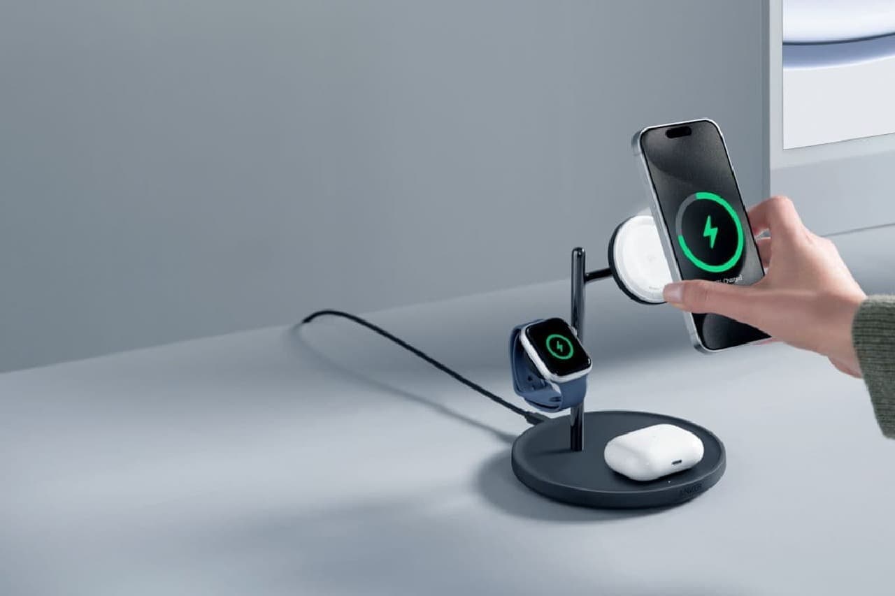 Anker MagGo Wireless Charging Station（3-in-1 Stand）ブラック新登場　Qi2充電対応　Apple Watchの急速充電が可能
