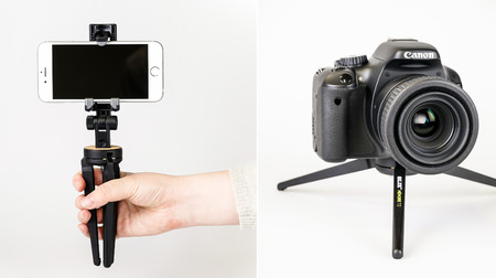 iPhoneでもカメラでも使えるミニ三脚―軽くてじょうぶなアルミダイカスト製