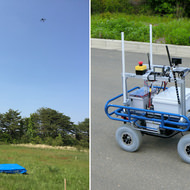 空のドローンから地上のロボットを操作―電波が直接届かない場所でも活躍可能に