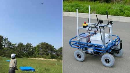 空のドローンから地上のロボットを操作―電波が直接届かない場所でも活躍可能に