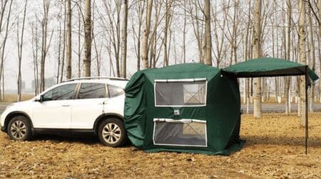 クルマと接続する「車用テント」Makuakeに登場 ― 車中泊をする際のリビングルームとして