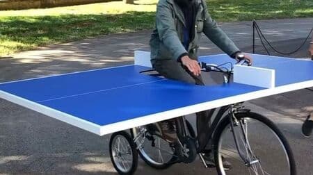 自転車付きの卓球台「Bicycle Ping Pong Table」 常に横に移動しながら卓球を楽しめる