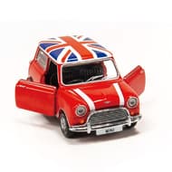 イギリスの人気車「ミニクーパー」のミニカー登場！赤いボディにユニオンジャックルーフモデル 内装まで精巧に再現 ドアやボンネットが開くギミックも