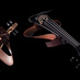ヤマハによる展示製品：エレクトリックバイオリン「YEV」　　斬新なデザインと優れた性能を兼ね備えている
